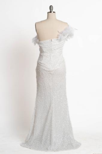 Jordan Maxi One Shoulder Sequin and Feather Dress #16 White thumbnail