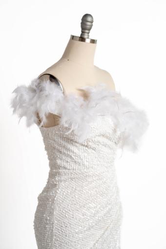 Jordan Maxi One Shoulder Sequin and Feather Dress #14 default White thumbnail