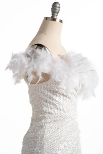 Jordan Maxi One Shoulder Sequin and Feather Dress #13 White thumbnail