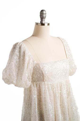 Rorey Babydoll Puff Sleeve dress with Sparkle and Pearl Detail #5 White thumbnail