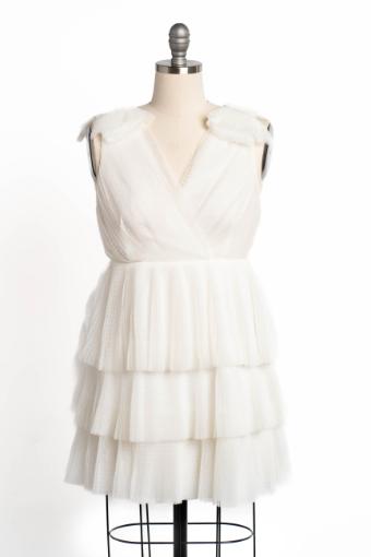 Elly Swiss Dott Tiered Tulle Dress #2 White thumbnail