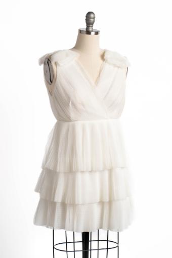 Elly Swiss Dott Tiered Tulle Dress #3 White thumbnail