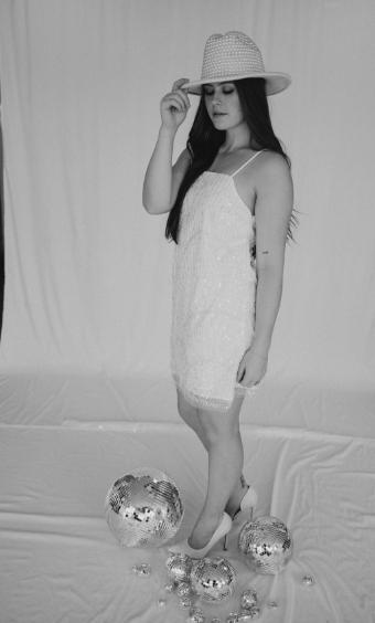 Daisy White Mini Dress with sequin and Pearl Detailing #12 White thumbnail