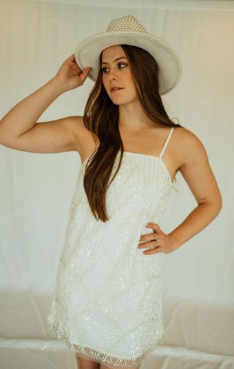 Daisy White Mini Dress with sequin and Pearl Detailing #15 White thumbnail