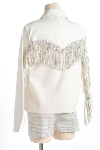 Aryn Rhinestone Fringe Faux Leather Jacket #14 default White thumbnail