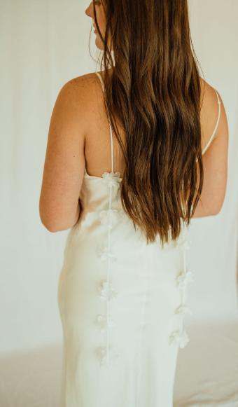 Tanya Midi Slip Dress with Flower Detail Trim Down the Back #13 Ivory thumbnail