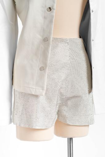 Aryn Rhinestone Zip Shorts #0 default White thumbnail