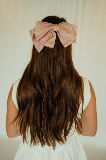 Giant Satin Bow Hair Clip- Pink #0 default Pink thumbnail