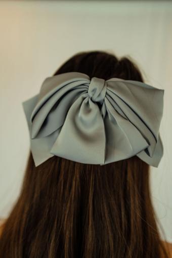 Giant Satin Bow Hair Clip- Grey/Blue #2 default Grey/Blue thumbnail