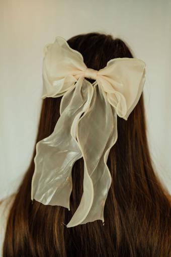 Wavy Chiffon Hair Clip #4 Beige thumbnail