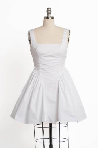 Scarlett Off White Mini dress with Tie Bow #6 Off White thumbnail