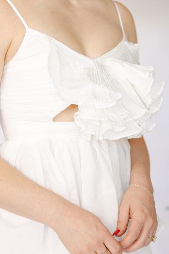 Jessica Tiered Midi Dress with Pleated Bow Detail #2 Ivory thumbnail