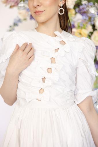 Josie Mini Dress with Mini Bow Details #4 Off White thumbnail