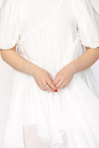 Paris Asymmetrical Mini Babydoll Dress #1 Off White thumbnail