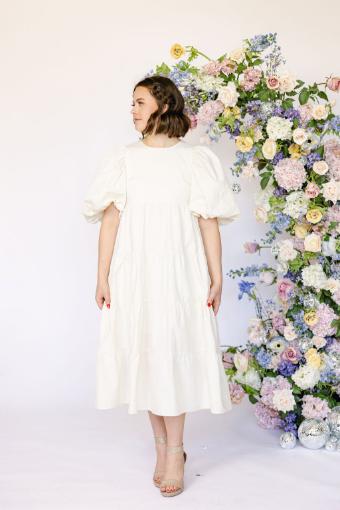 Lemi Cotton Poplin Tiered Dress #1 Cream thumbnail