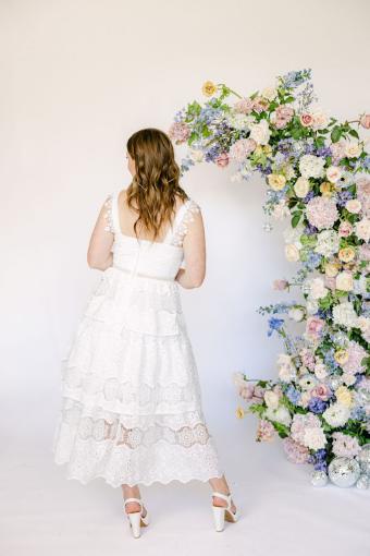 Birdie Tiered Lace Midi Dress With a Slit #5 default White thumbnail